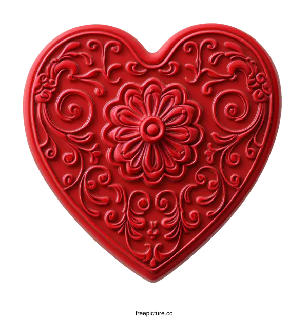 [Transparent Background PNG]Ornate Red Heart-Shaped Decorative Box