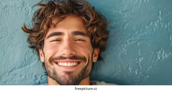 Smiling Caucasian Man Relaxing Outdoors