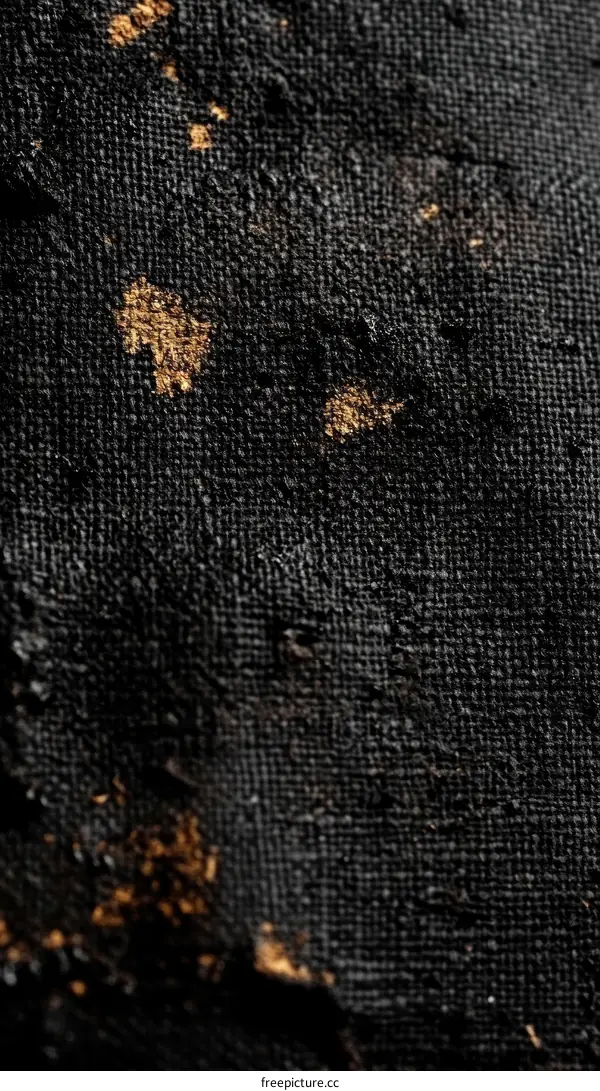 Black Canvas Texture with Golden Splashes