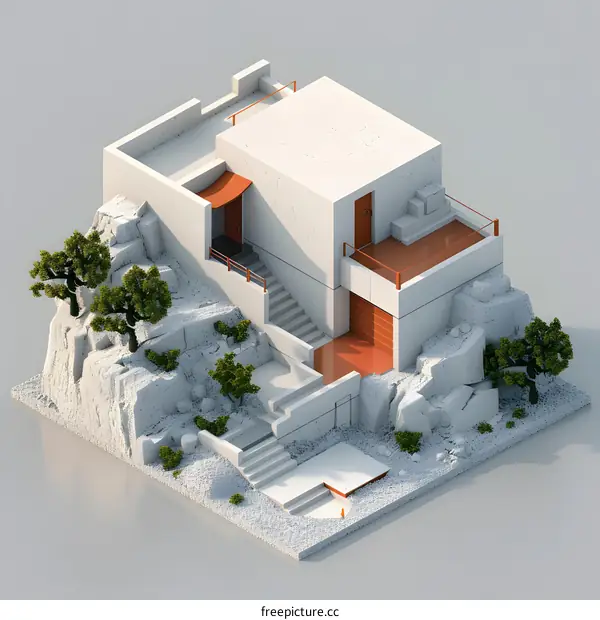 Modern House Built Into the Cliffside