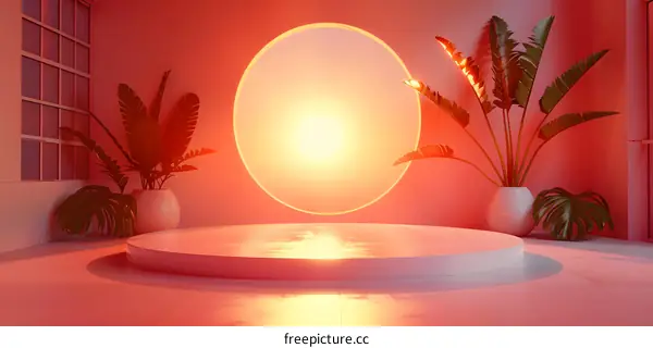 Minimal Pink Room with Geometric Cylinders