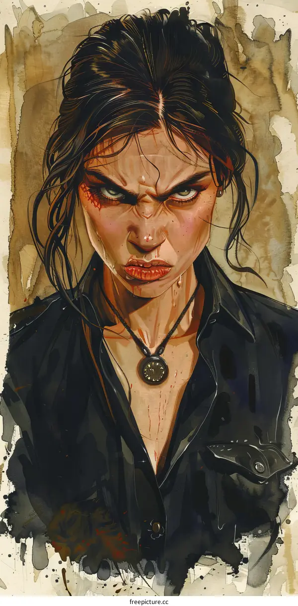 portrait of a woman with black hair and brown eyes