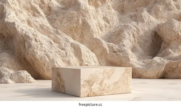 Beige Stone Product Display Podium