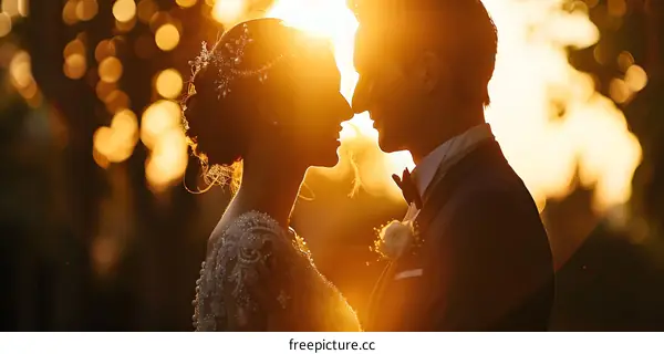 The bride and groom share a tender moment during their wedding ceremony.