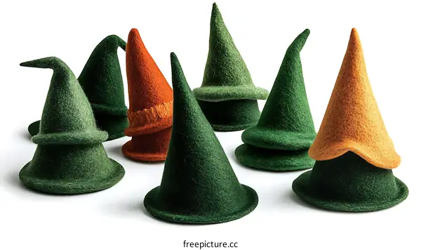 Collection of Colorful Felt Witch Hats