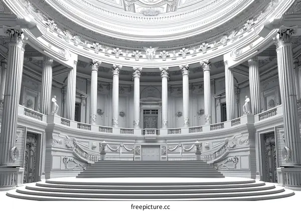 White Grand Staircase Hallway Interior Design