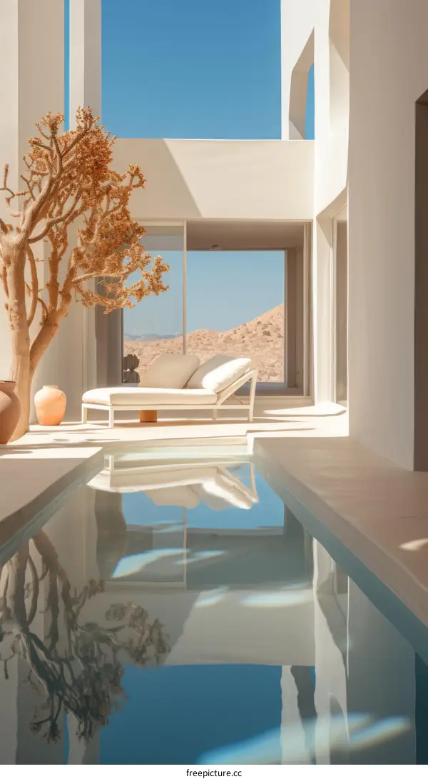 Modernist House with Pool in Arid Landscape