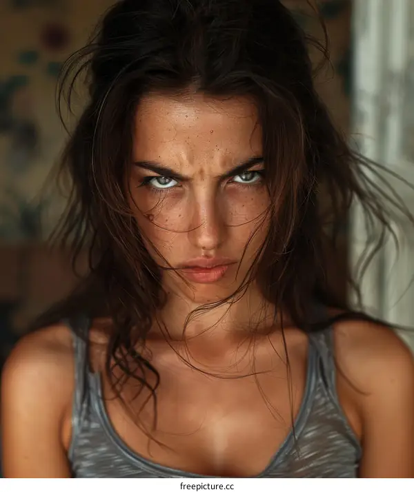 Close-up Portrait of a Woman with Intense Gaze