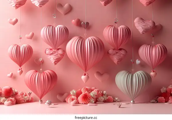 Pink heart-shaped background wall