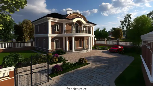 Luxury Home Exterior Design with Brick and Stone Facade