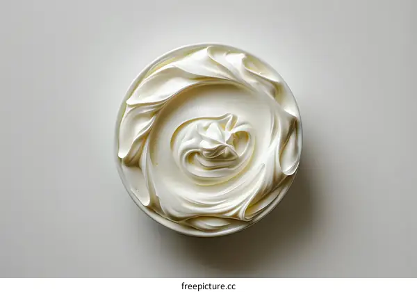 Whipped cream in a white bowl