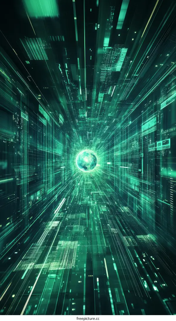 Digital Futuristic Green Tunnel