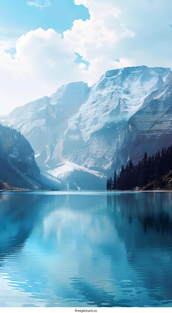 Mountain Reflection in Clear Blue Lake