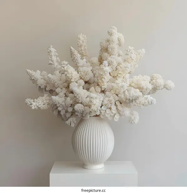 White Dried Flower Arrangement in Vase