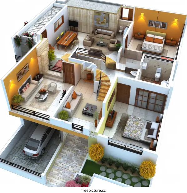 Modern House Interior 3D Rendering