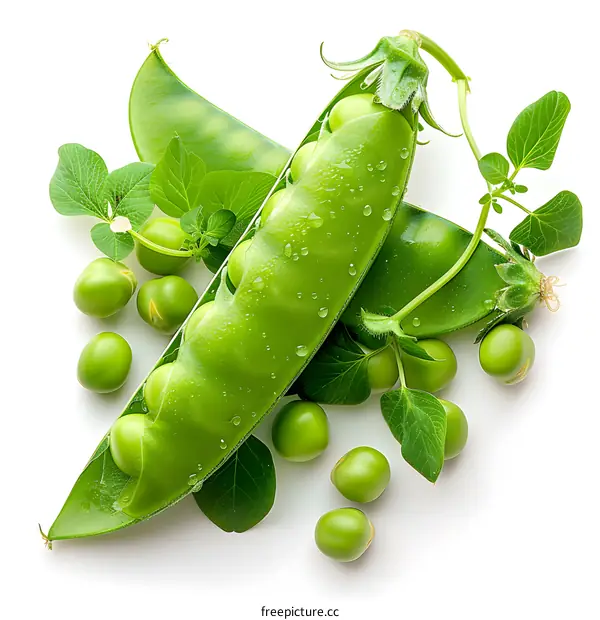 Fresh green peas isolated on white background