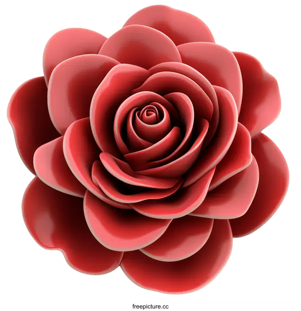 [Transparent Background PNG]3D Red Rose Illustration