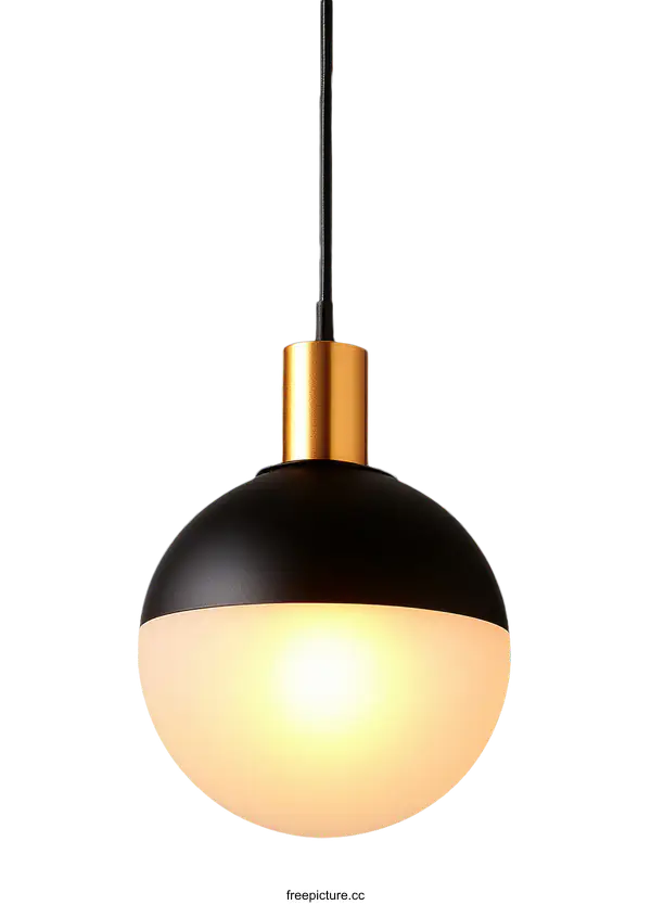 [Transparent Background PNG]Modern Black and Gold Pendant Light Fixture