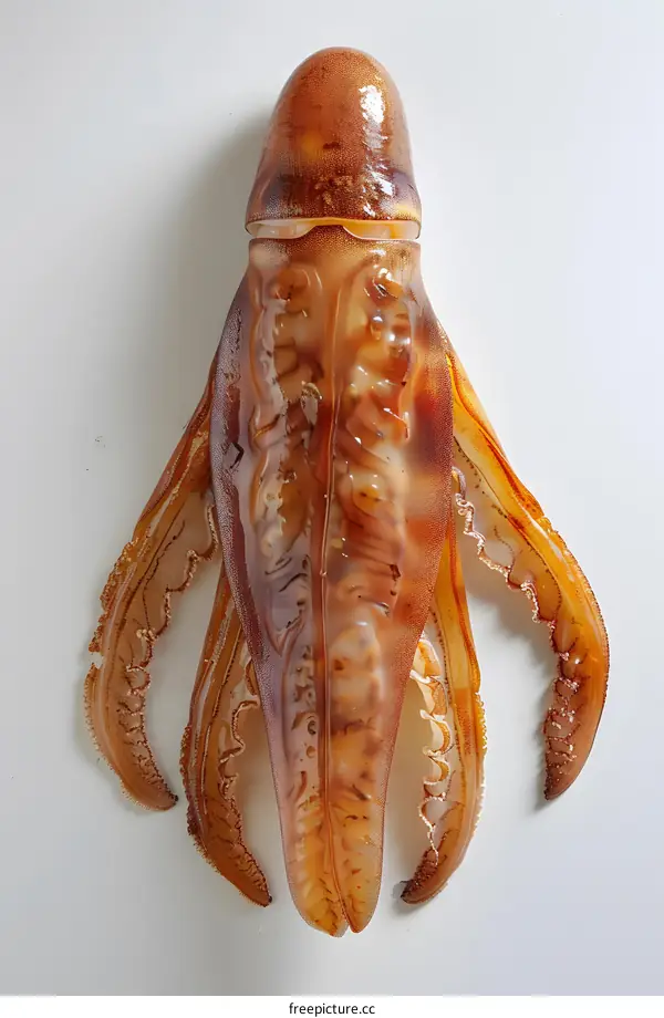 Preserved Squid Specimen on White Background