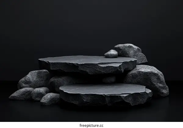 Dark Gray Stone Product Display Platform