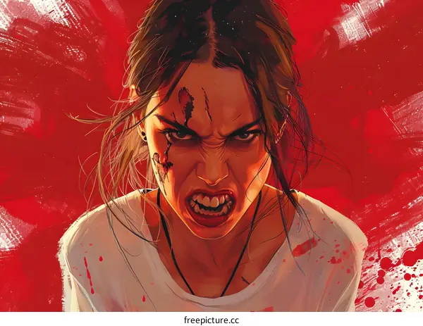 Portrait of a woman with scars on her face