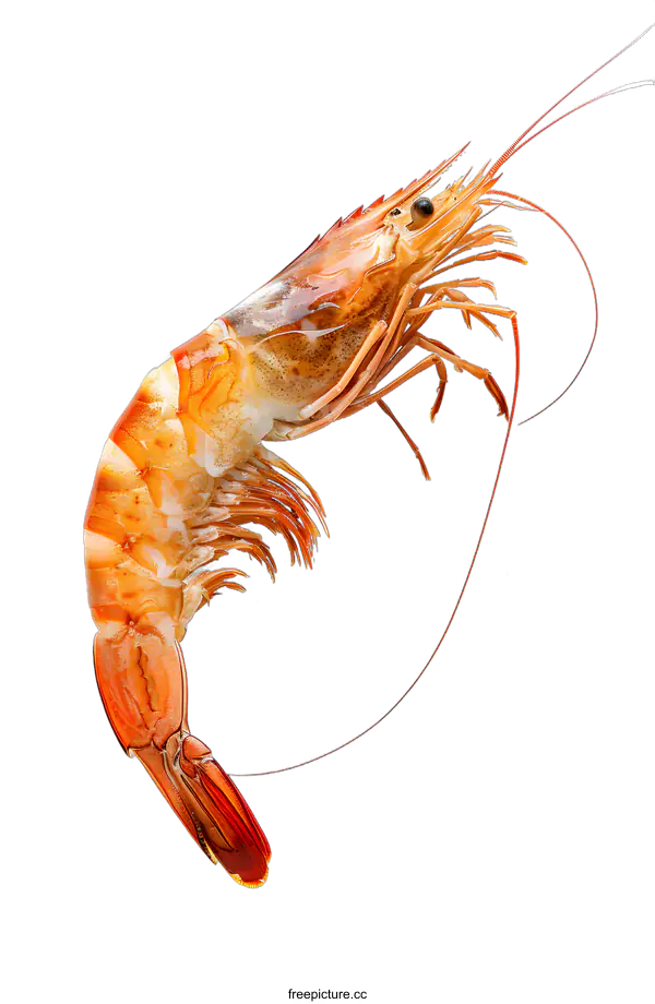 [Transparent Background PNG]A large cooked prawn on a white background