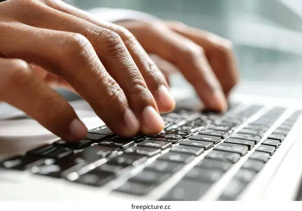 Closeup of Hands Typing on a Laptop Keyboard