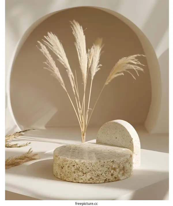 Beige Stone Display Podium Minimalist Product Photography Background