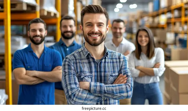 Warehouse Team Smiling Confidently