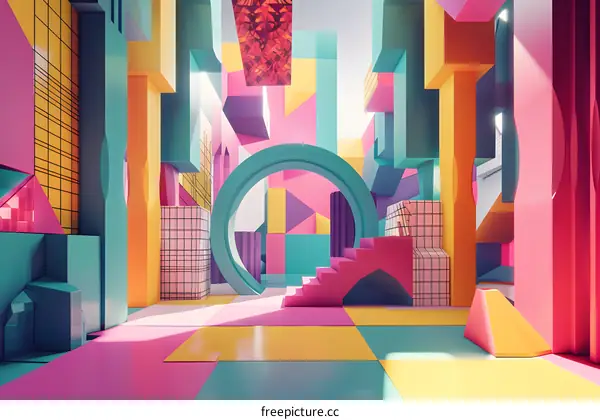 Abstract 3D Geometric Shapes Background Illustration