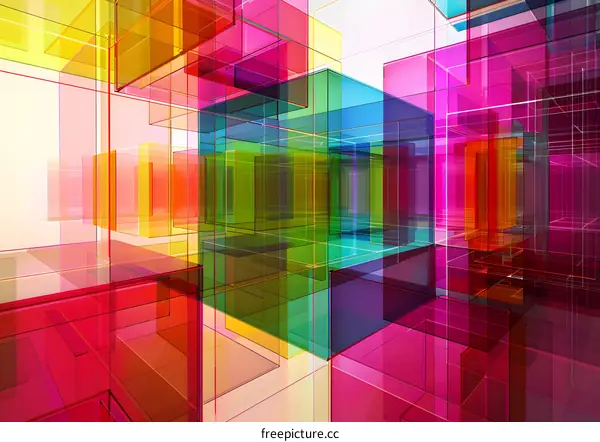 Abstract Geometric Shapes Background With Colorful Glass Cubes