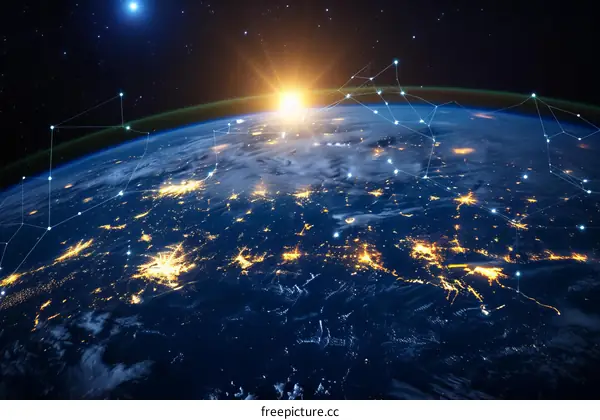 Earth at Night: City Lights and a Network of Connections