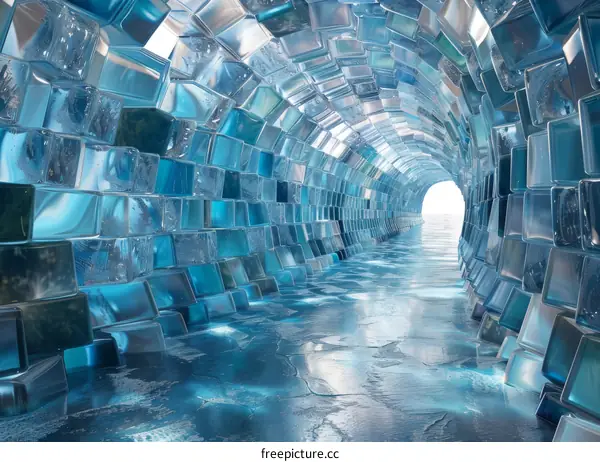 Ice Tunnel with Luminescent Walls