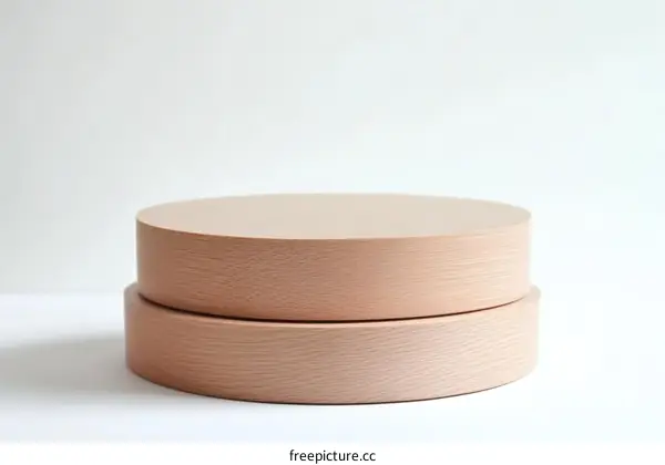 Two Stacked Light Tan Wooden Circular Display Stands