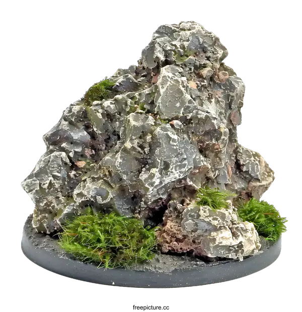 [Transparent Background PNG]Grey Rock Formation With Green Grass