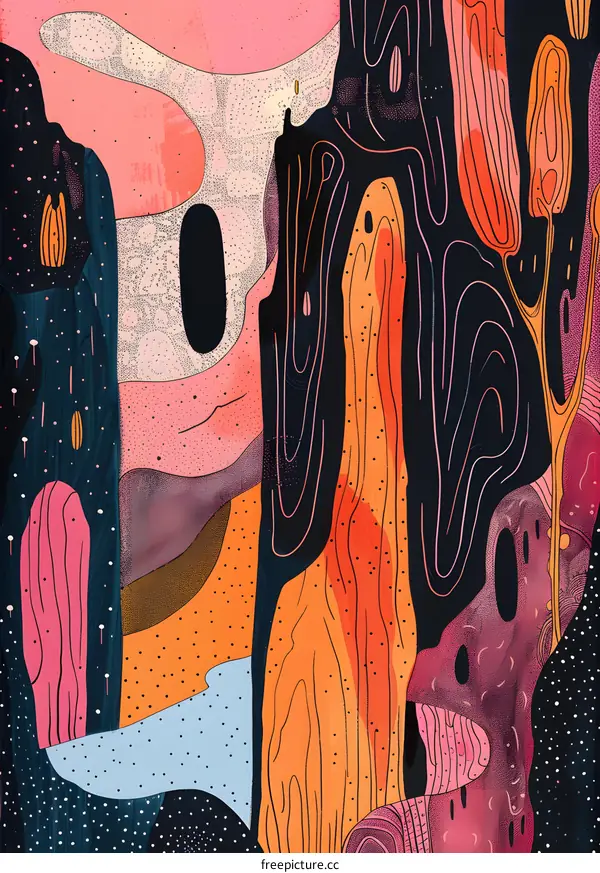 Abstract Art  Colorful Shapes Landscape