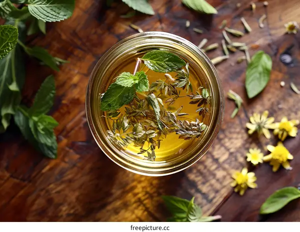 Herbal Tea with Mint and Flowers