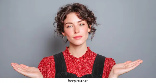 Woman Presenting Empty Space Portrait