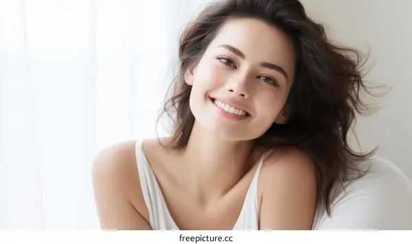 Portrait of a beautiful young woman smiling