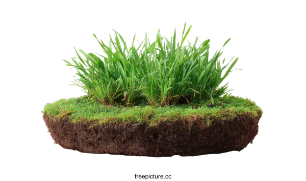 [Transparent Background PNG]Floating Patch of Green Grass and Soil