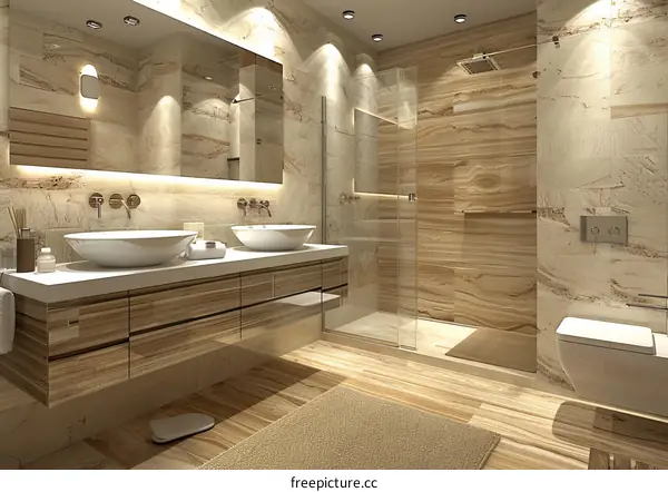 Modern Luxury Bathroom Design Rendering