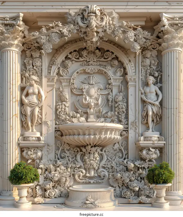 Ornate Stone Fountain Architectural Design