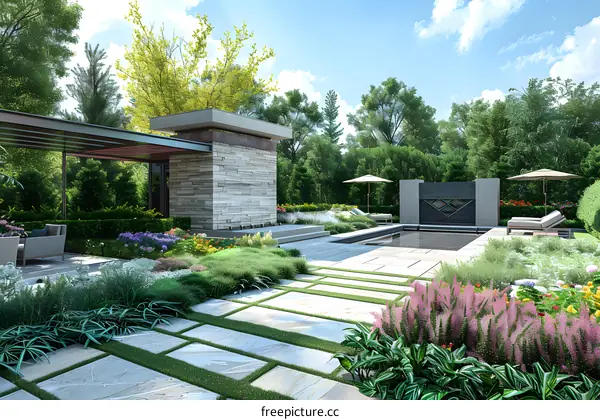 Modern house with pool and garden