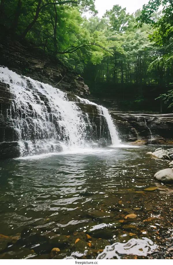 Waterfall in the Green Forest