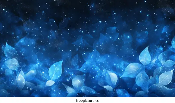 Night Sky Interstellar Blue Leaves Illustration