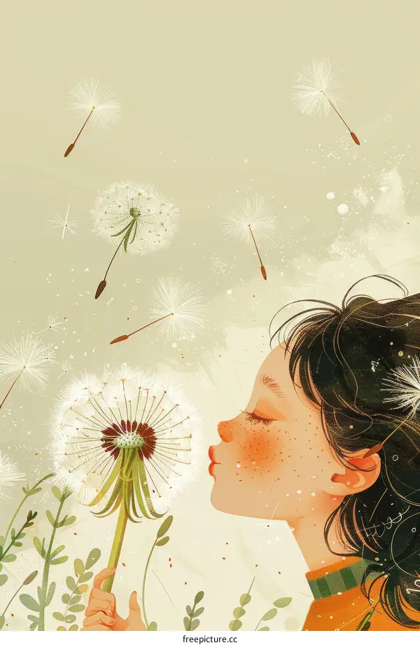 Dandelion Wishes: A Girl Blowing Seeds