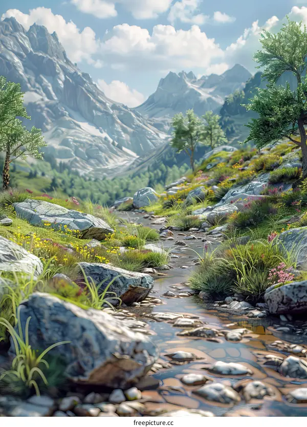 Alpine Mountain Stream Landscape