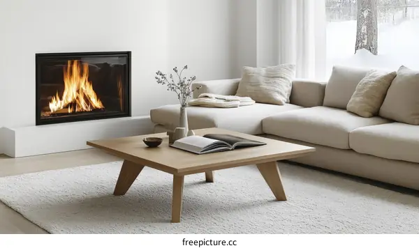 Modern Living Room with Cozy Fireplace and Sectional Sofa