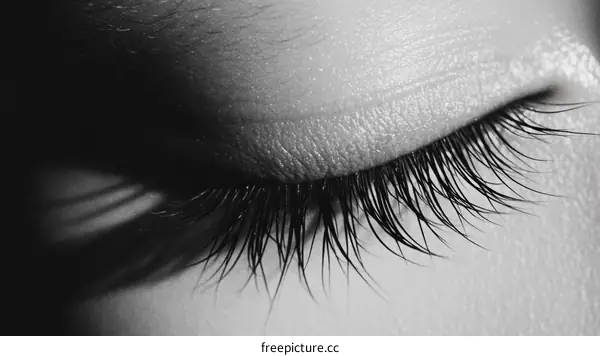 Closeup of an Eye with Long Eyelashes