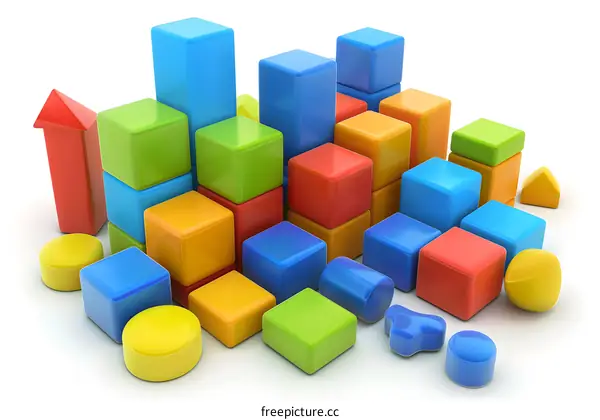Colorful Building Blocks on a White Background
